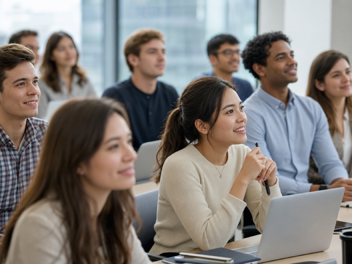 Young professionals and fresh graduates in a training session
